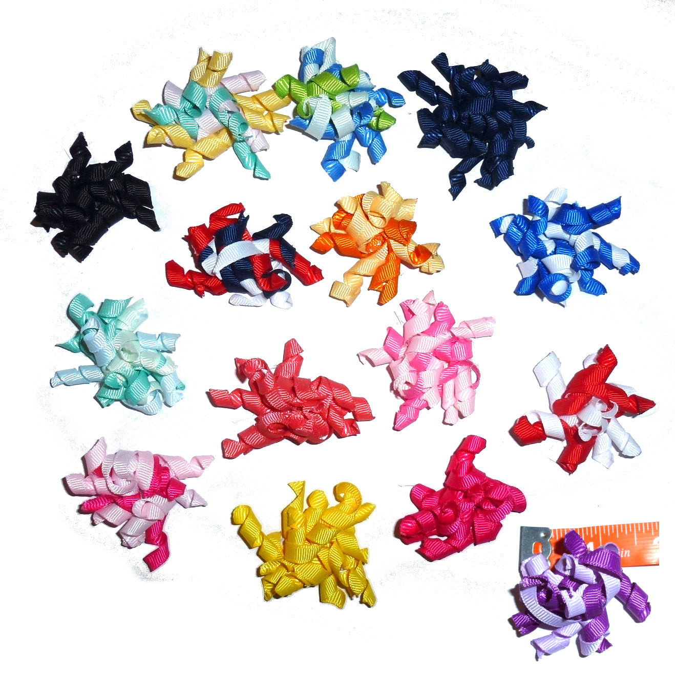 Puppy Bows small multicolor Korker loop dog bow pet hair clip barrette or latex bands corky curly corker