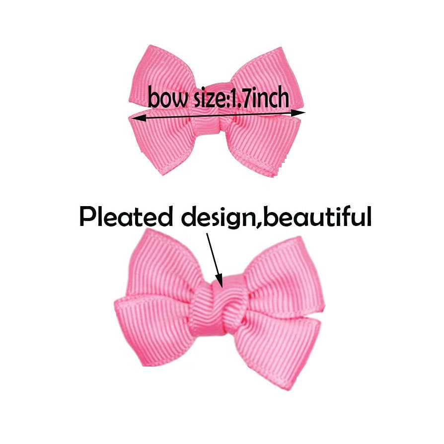 Puppy Bows super tiny 1.7" pleated center hair bowknot bow bands or barrette (fb416)