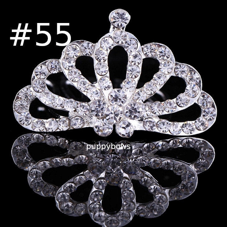 Puppy Bows ~Dog tiara crown with rhinestone crystals hair barrette