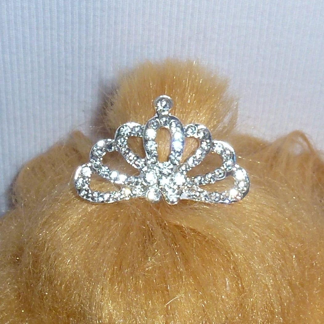 Puppy Bows ~Dog tiara crown with rhinestone crystals hair barrette