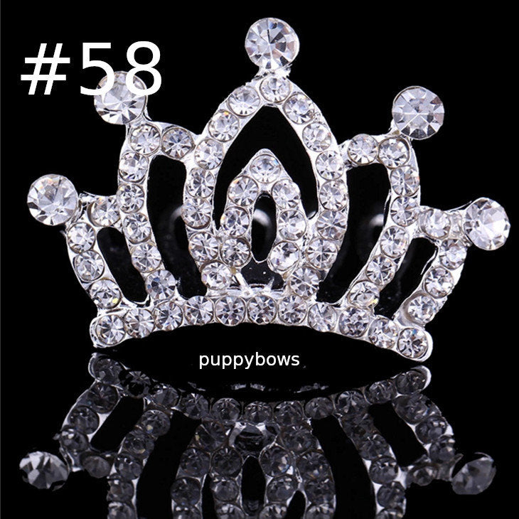 Puppy Bows ~Dog tiara crown with rhinestone crystals hair barrette