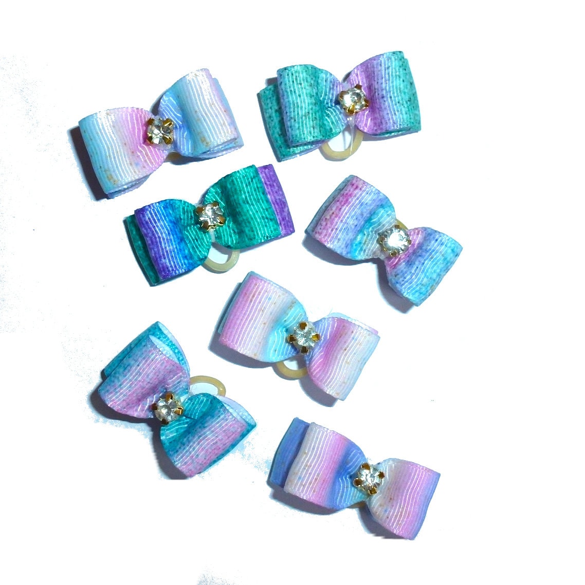 Puppy bows ~ 5/8" purple ombre pet hair show bow barrettes or bands (FB93)