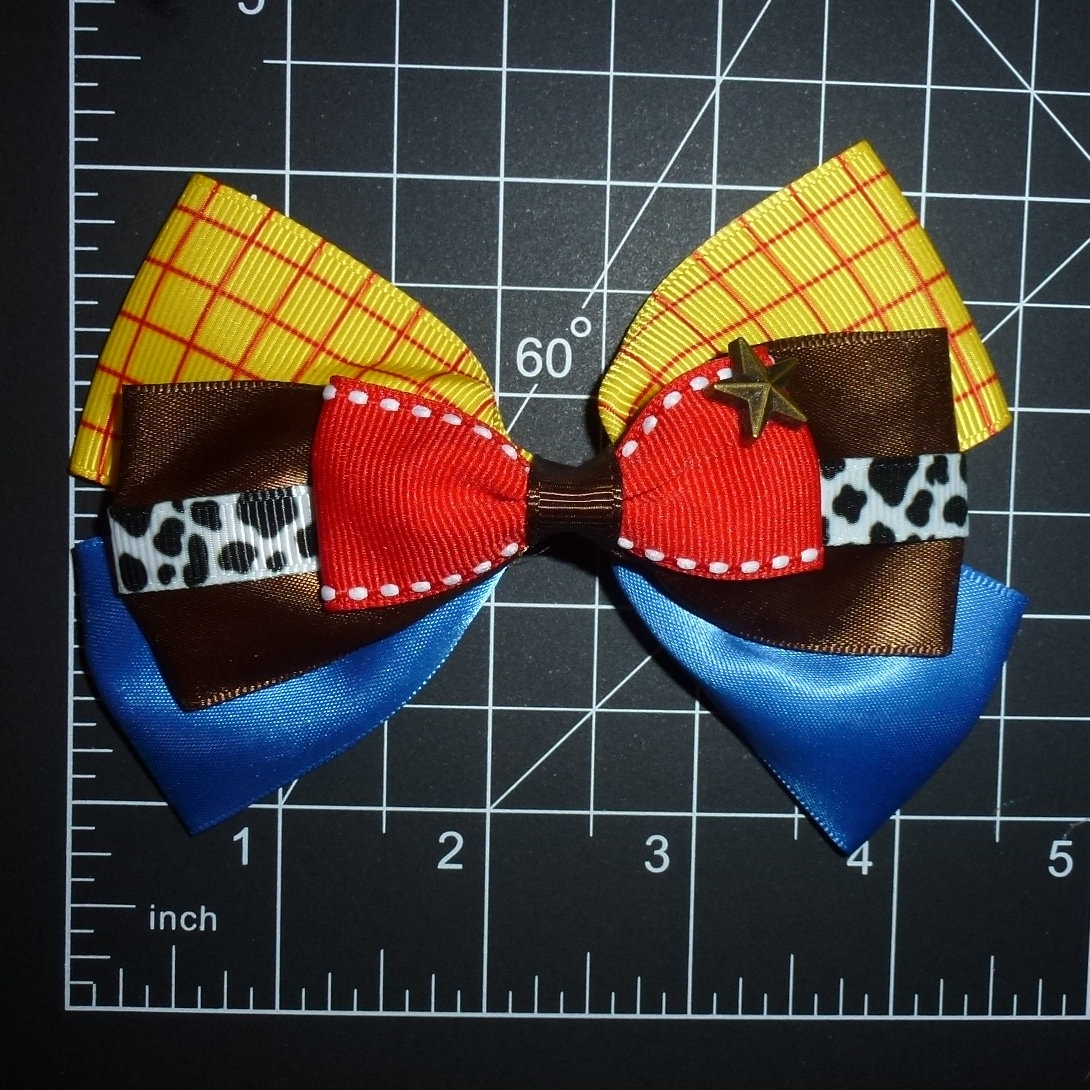 Puppy Bows ~ Woody cowboy story Sheriff bow tie dog collar slide accessory (DC31)