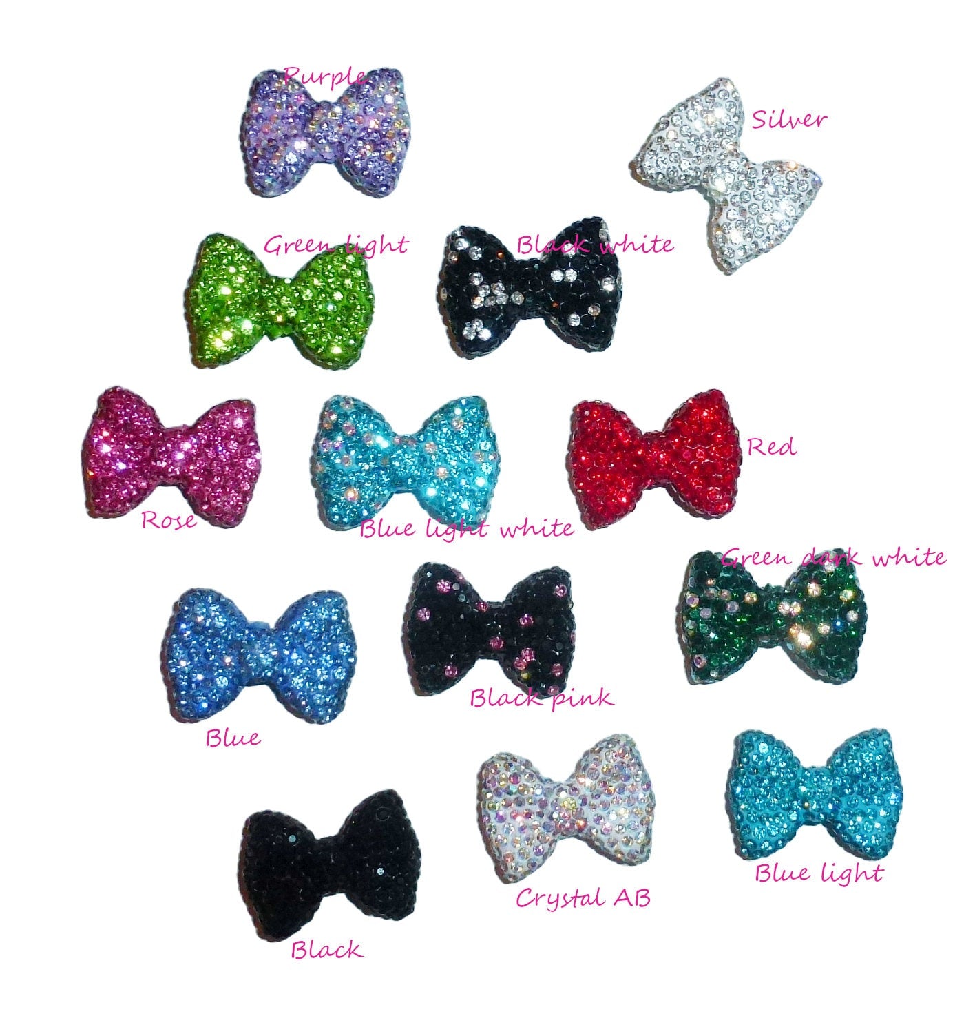 Puppy Bows ~ SMALL 1" rhinestone STUNNING SPARKLE! bowknot dog bow pet hair clip topknot barrette crystals!