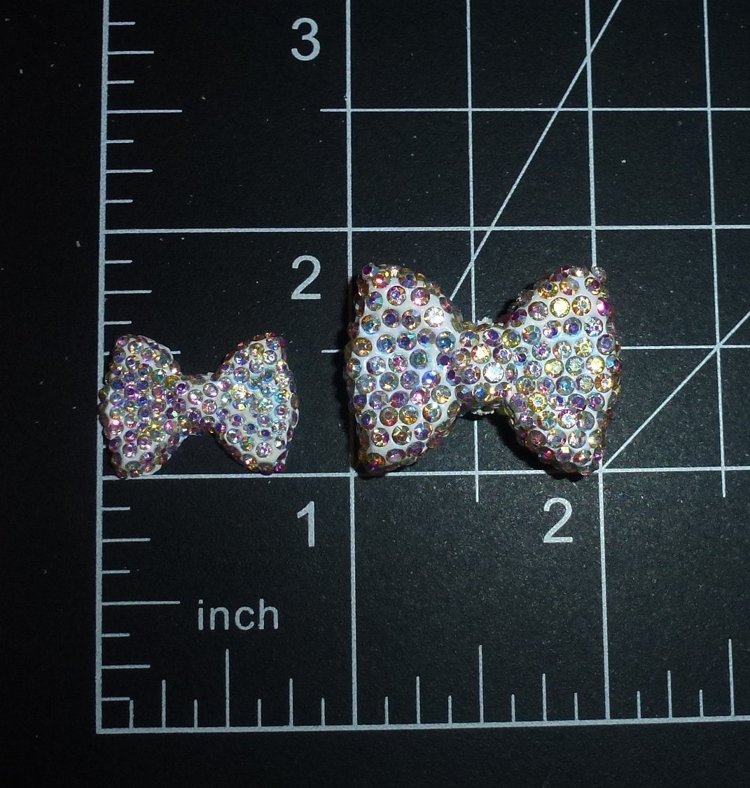 Puppy Bows ~ SMALL 1" rhinestone STUNNING SPARKLE! bowknot dog bow pet hair clip topknot barrette crystals!