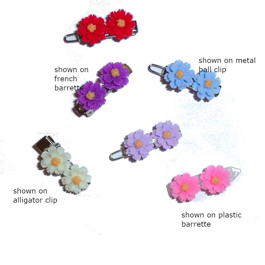 Puppy Dog Bows ~ Tiny fluffy carnation plastic puppy clips pet hair bow barrettes or bands (fb207c)