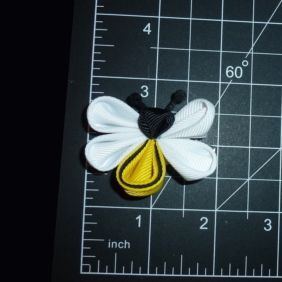 Puppy Bows ~ Handmade bumblebee kanzashi bee pet hair bow latex bands or barrette (fb47B)