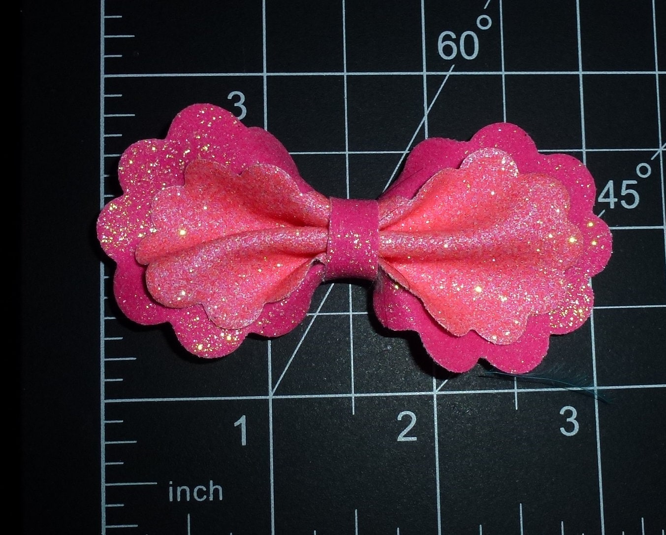 Puppy Bows ~ Purple black glitter ruffle edge hair bows barrette or bands pet dog bow (fb163F)