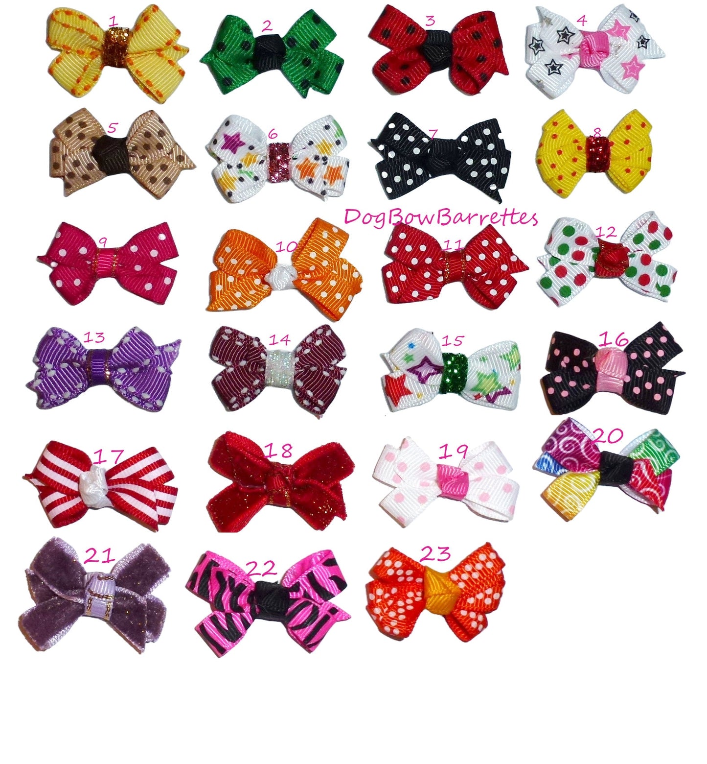 Puppy Dog Bows ~ super tiny 1.5" knot dots pet hair bow bands or barrette clip