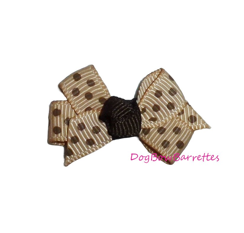 Puppy Dog Bows ~ super tiny 1.5" knot dots pet hair bow bands or barrette clip