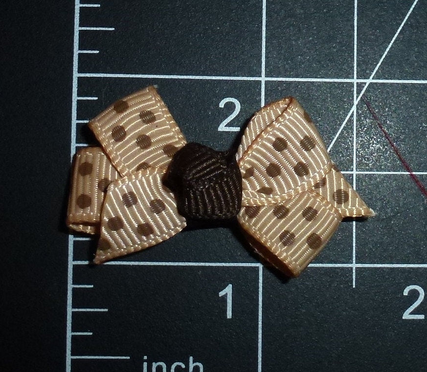 Puppy Dog Bows ~ super tiny 1.5" knot dots pet hair bow bands or barrette clip