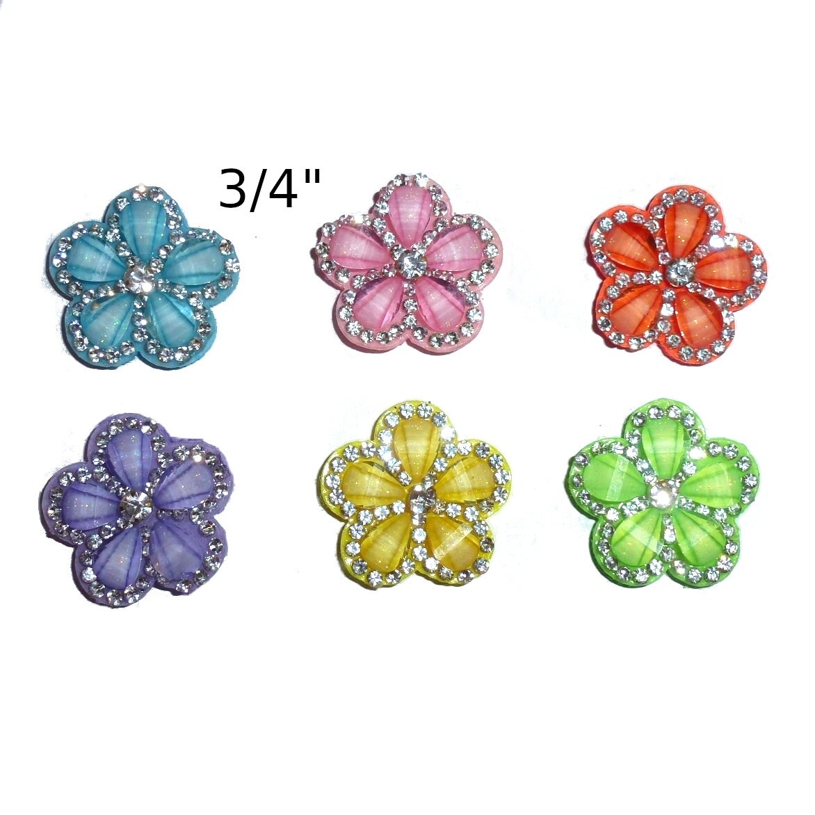 Puppy Bows ~ 1 for 2.79 2 for 4.79 rhinestone daisy flower small under 1" pet hair bow - (fb178)