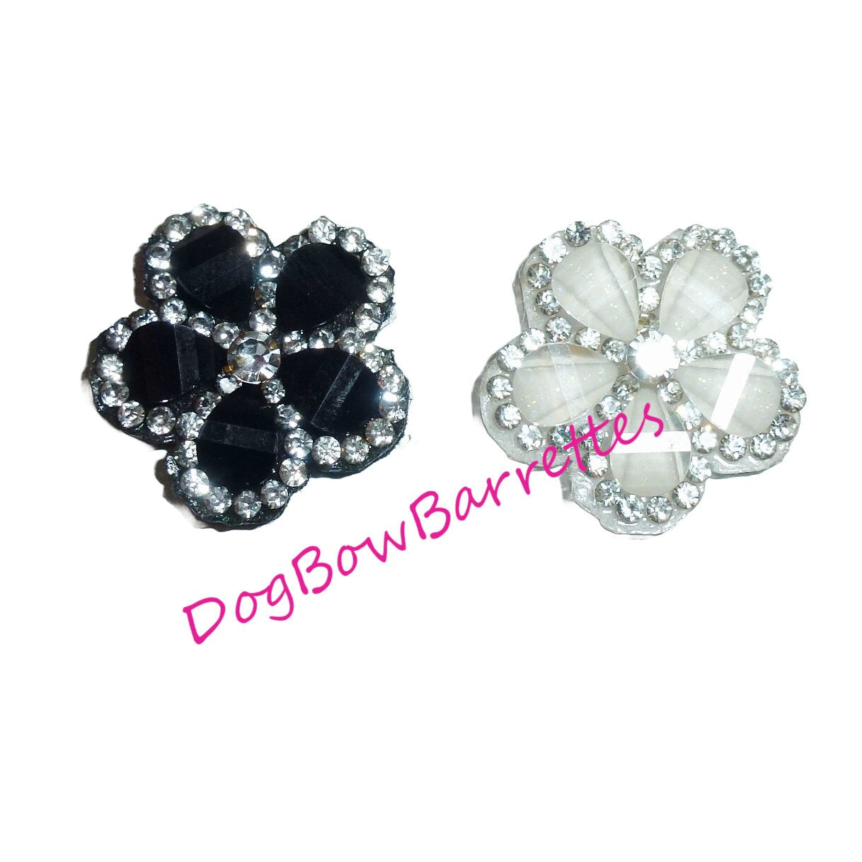 Puppy Bows ~ 1 for 2.79 2 for 4.79 rhinestone daisy flower small under 1" pet hair bow - (fb178)