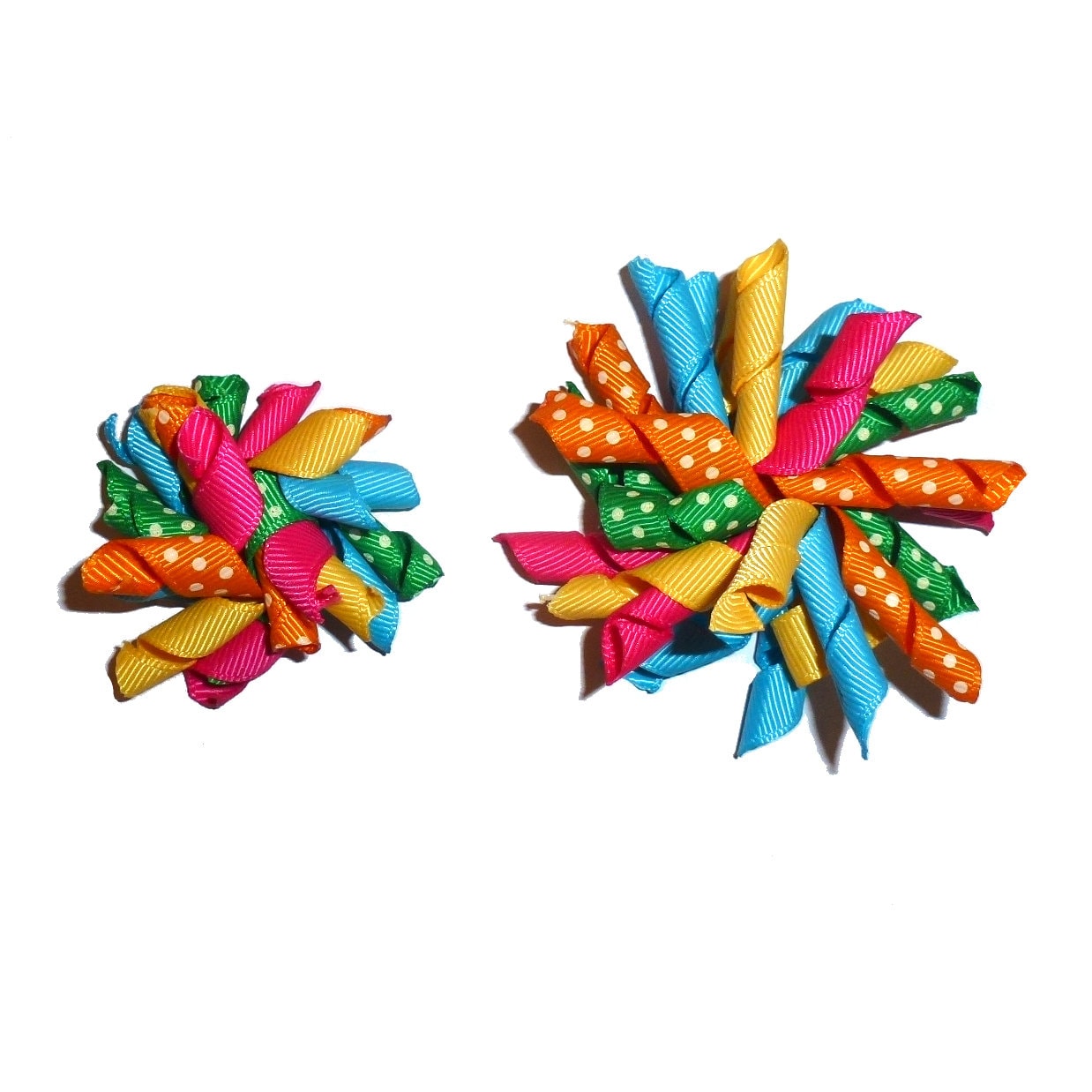 Puppy Bows vibrant multi Korker loop collar slide 4" dog bow 2" pet hair clip barrette or latex bands (fb120)