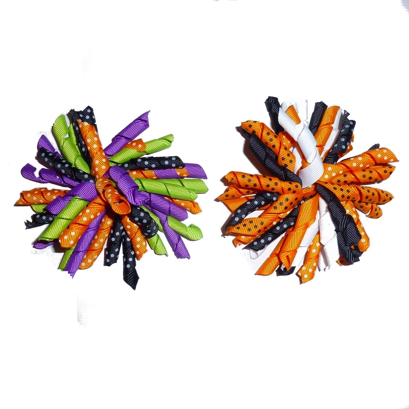 Puppy Bows Halloween black orange Korker loop collar slide 4" dog bow 2" pet hair clip barrette or latex bands (fb120)