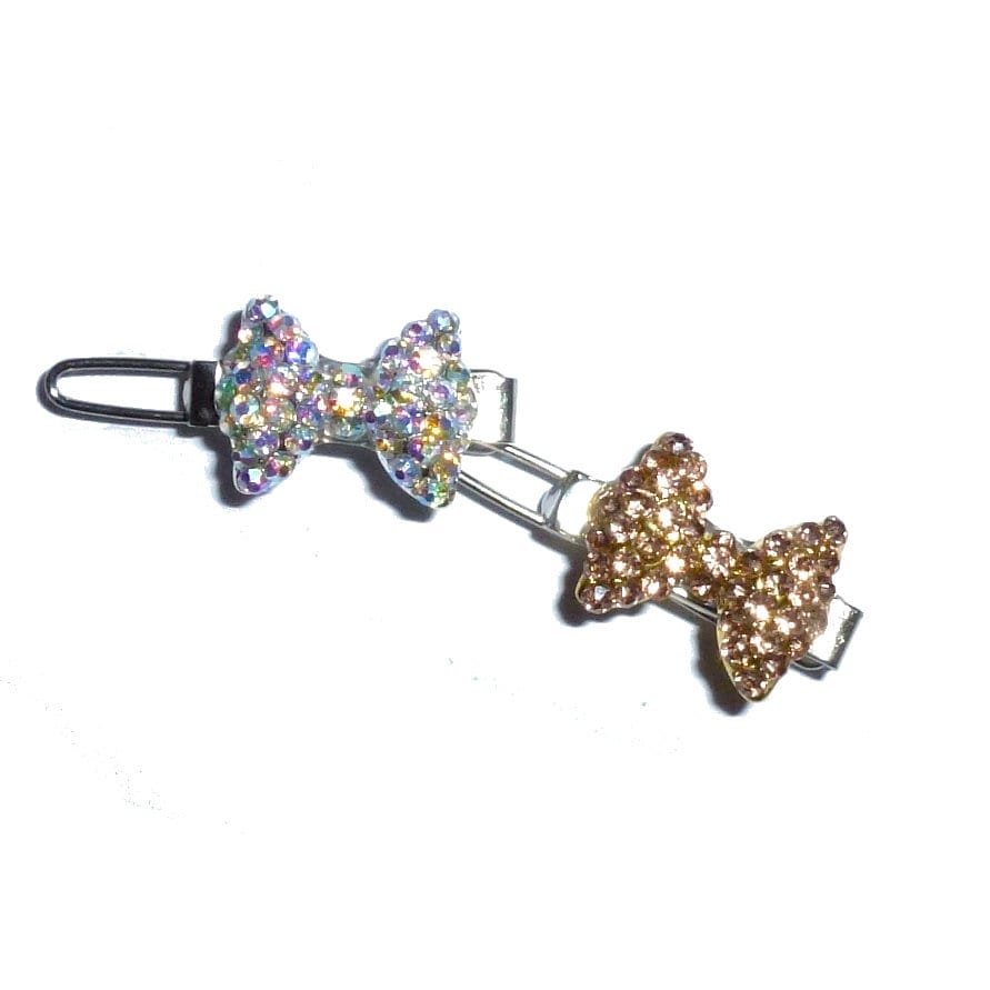 Puppy Bows ~ TINY 3/4" rhinestone bowknot dog bow pet hair clip topknot barrette