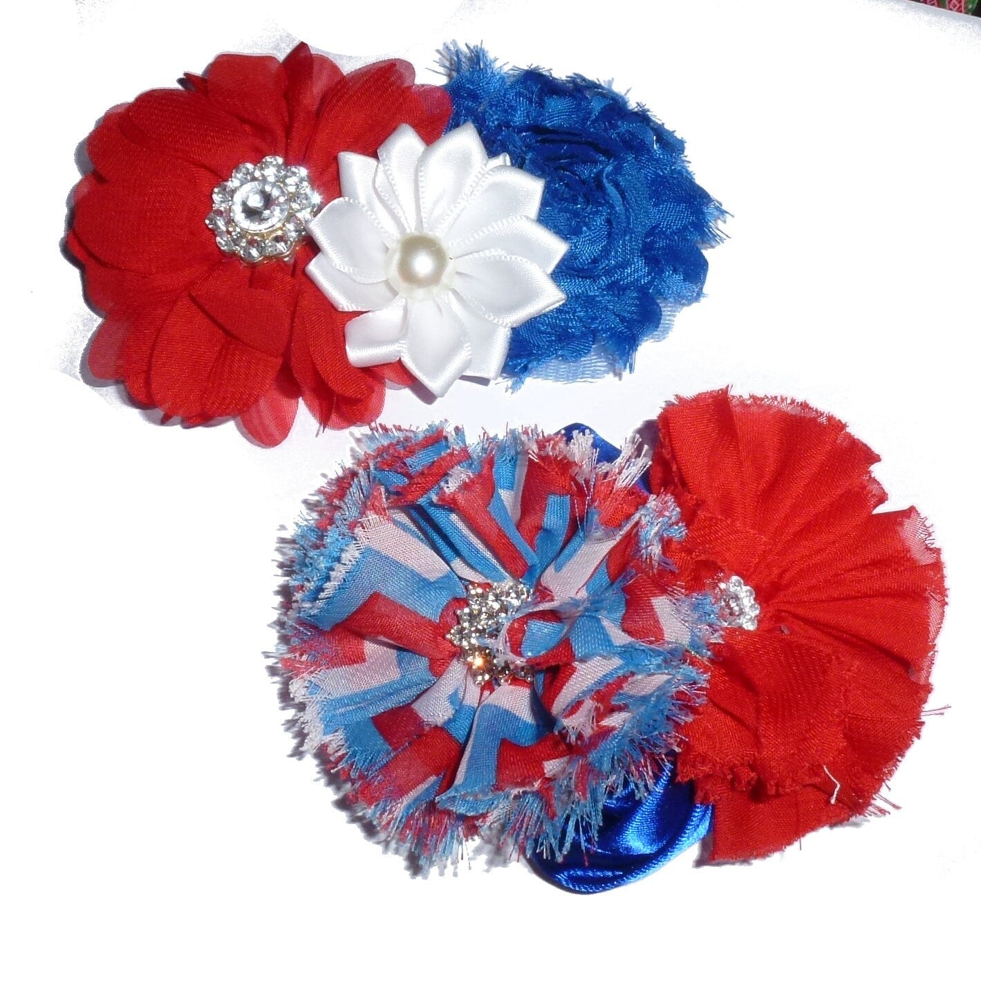 Puppy Bows ~ Large dog bow 4th of July patriotic red/white/blue dog collar slide accessory ~USA seller (DC7)