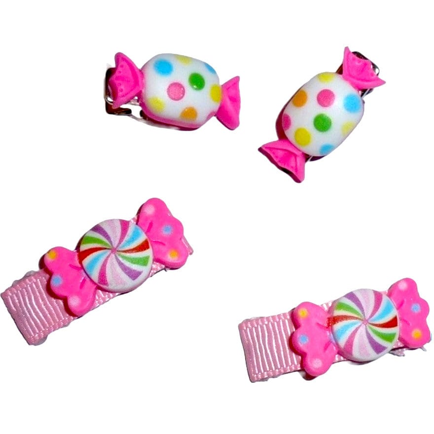 Pink candy bows 1 for 2.75 2 for 5.00 snap clip dog flower barrette clip pet hair bow (fb442)