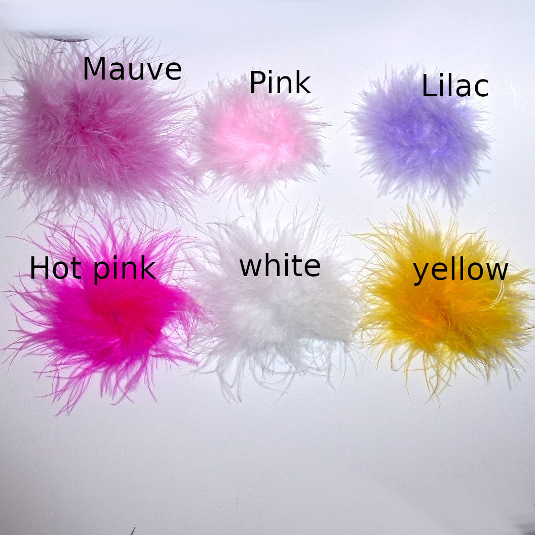 Puppy Bows ~ Feather boa dog bows marabou MANY colors available pet hair barrette clip