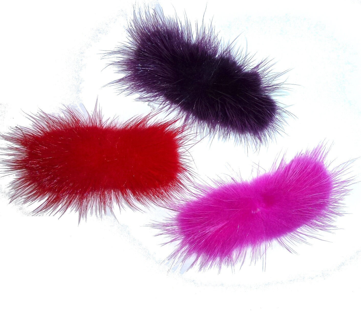 Puppy Bows ~ 3" fuzzy feather fur marabou swatch puff with rhinestone crown pet dog hair bow (fb4)