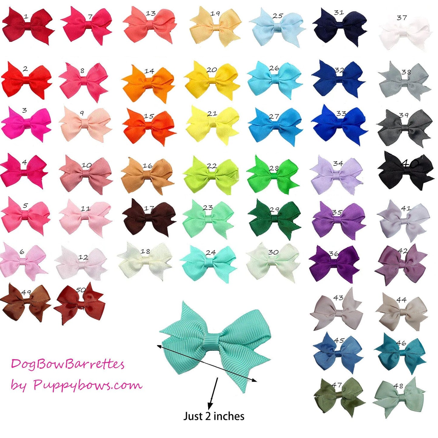 Puppy Bows ~ Super small 2" swallowtail dog hair bowknot pet bow bands or barrette