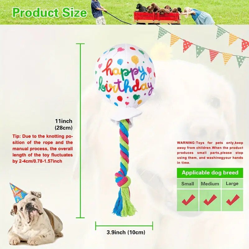 Happy Birthday home decor plush stuffed dog balloon squeaky toy party favor photo prop (to25)
