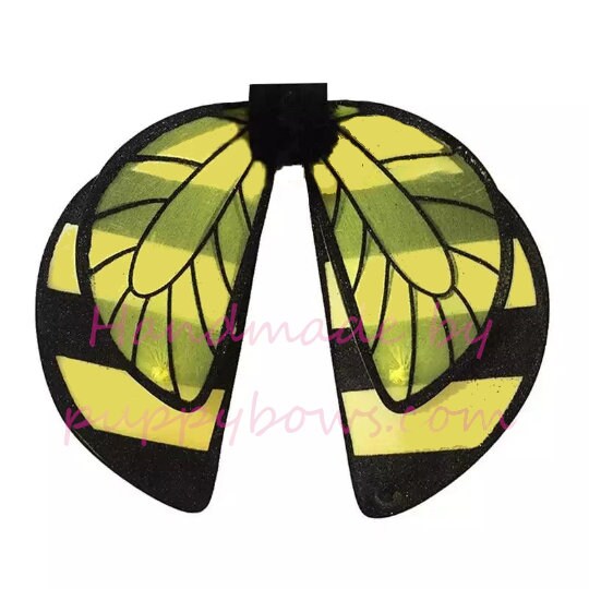 Puppy Bows ~ bumble bee glitter wings costume for large dog fit 20+
