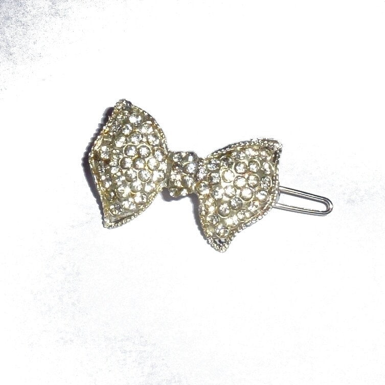 Puppy Bows ~ Small crystal rhinestone bowknot dog bow pet hair clip topknot barrette Style #32