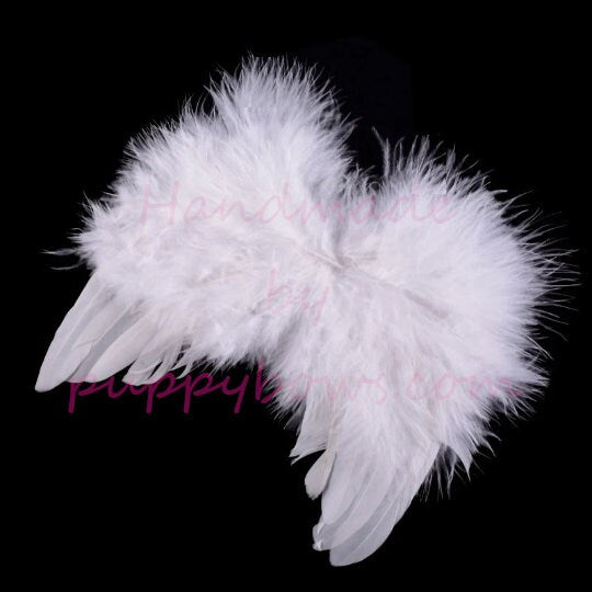 Christmas Angel wings for cats rabbits small animals white dog costume feather 2 - 12lbs