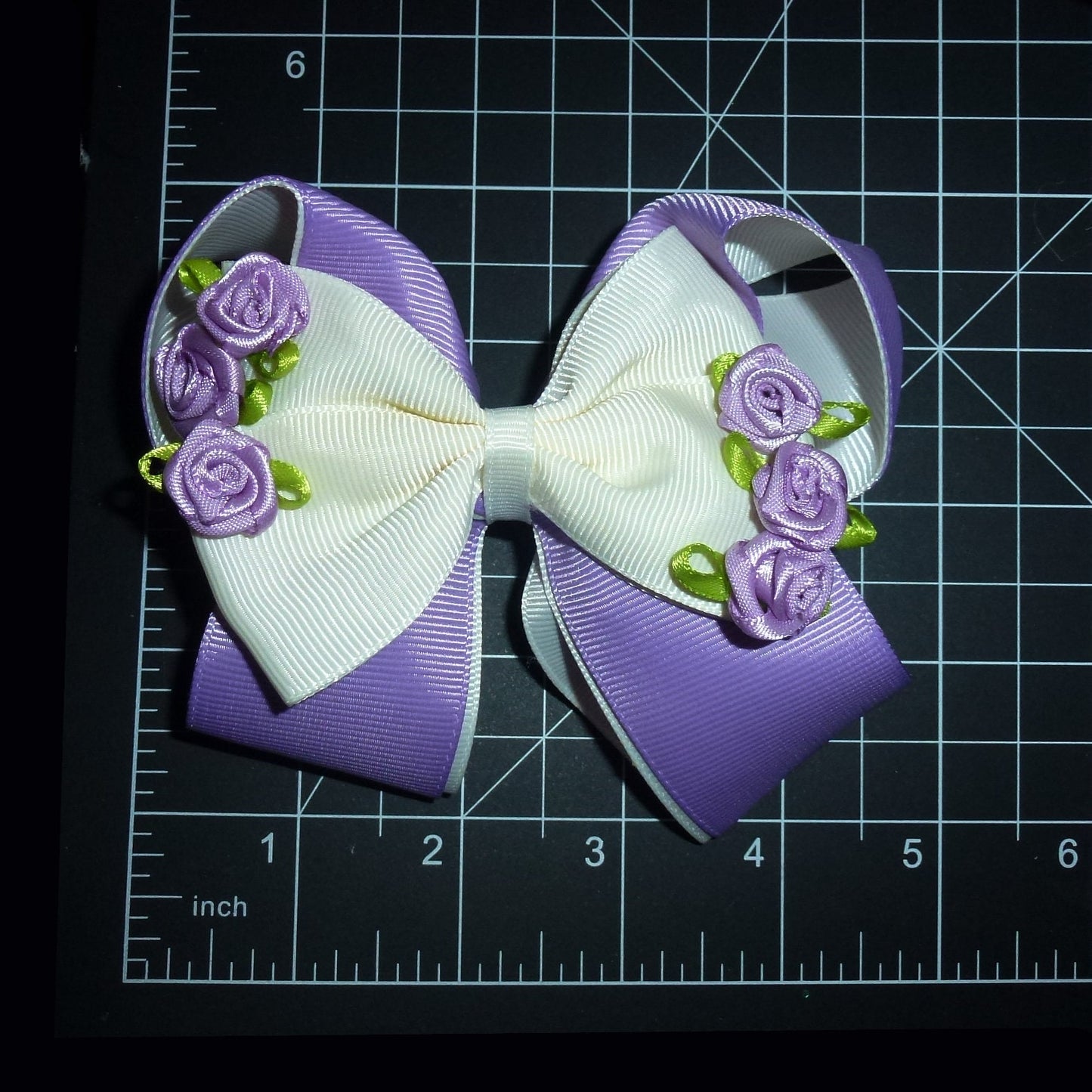 Puppy Bows ~ Pretty purple cream rose flowers dog collar slide accessory (DC41)