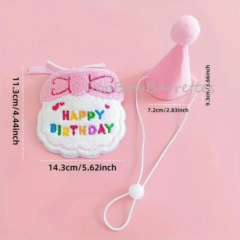 Dog Happy Birthday party favor home decor pink bib and hat photo prop (to27)