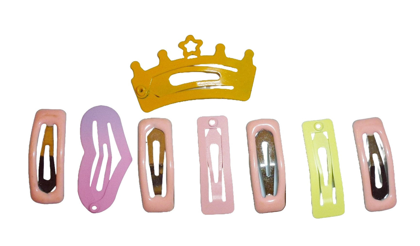 Puppy Bows ~ Barrette 8 pcs snap clip girls crown pink enamel hairpins bow pet hairclip (fb15j)