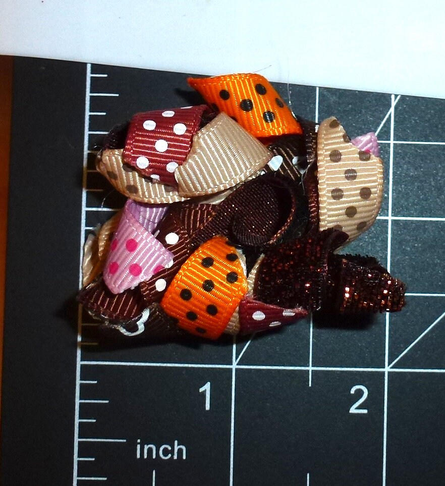 Puppy bows ~ 5pcs orange brown curlies pet hair bow barrettes or bands (FB30)