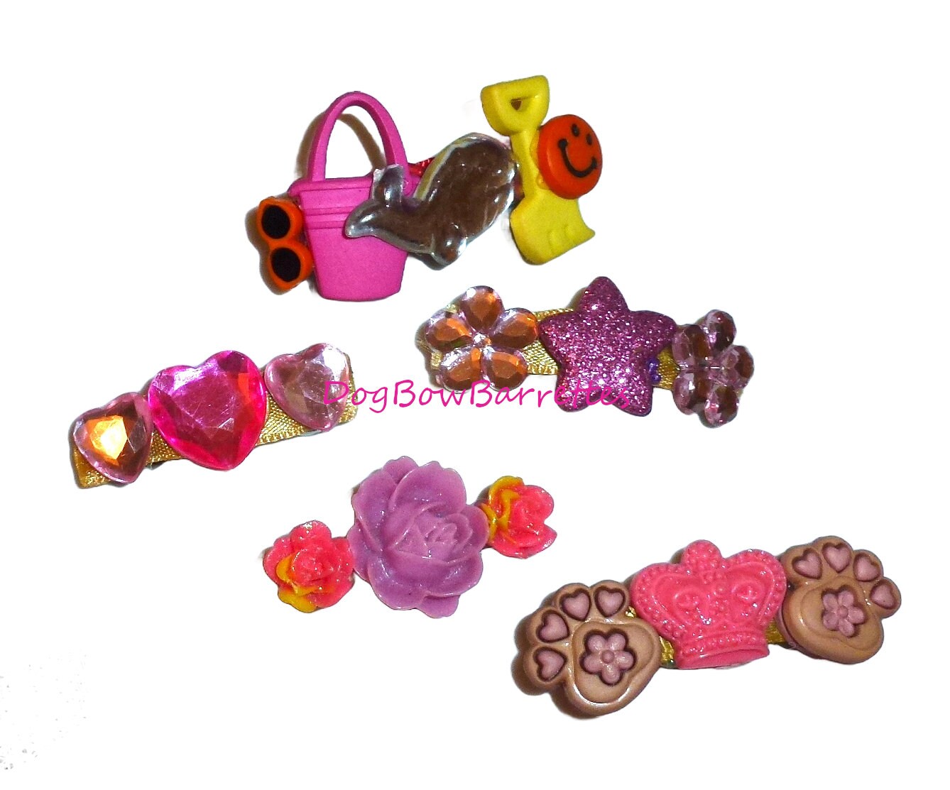 Puppy bows 5 pcs french barrette fun summer styles of hair clips (fb377a)