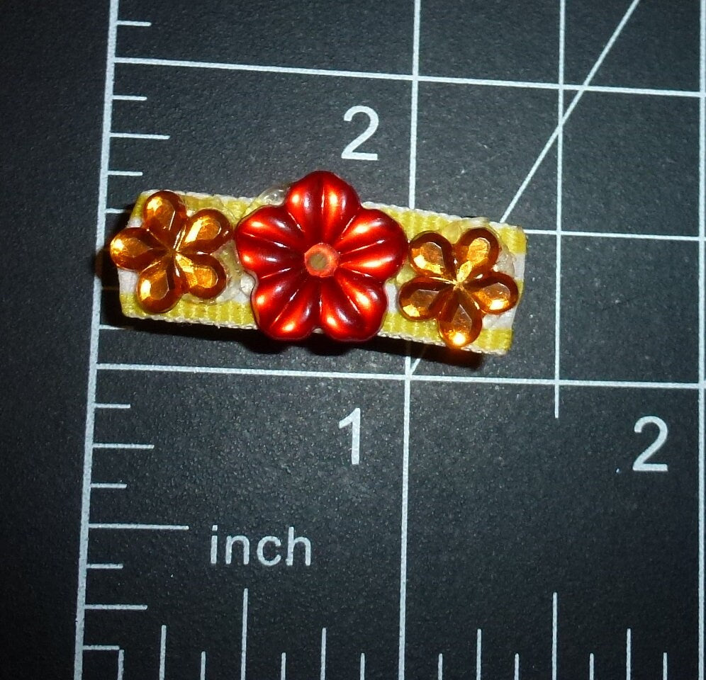 Pet hair clips ~ 5pcs orange red gold french barrette dog barrette hair clip (fb380)