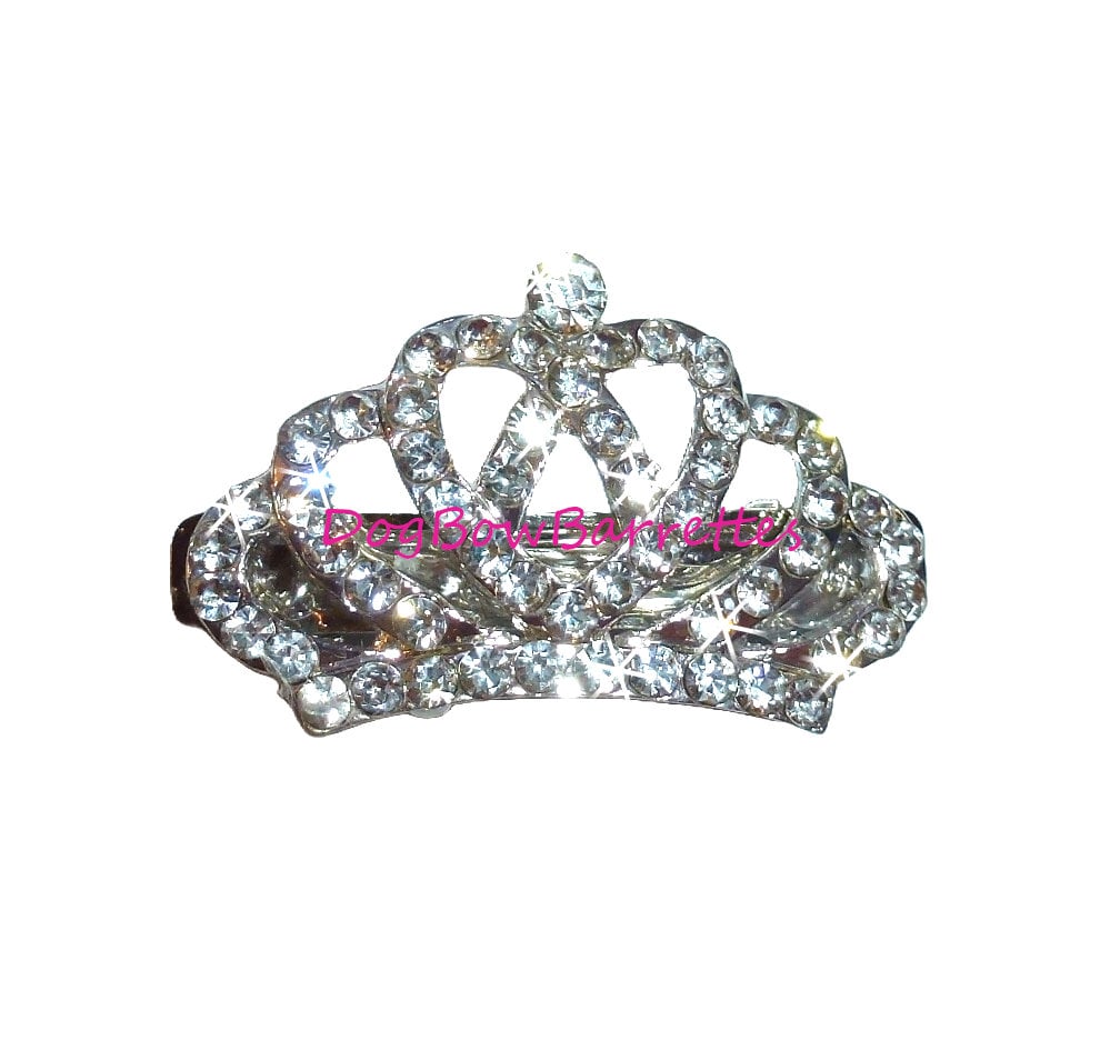 Puppy Dog Bows Tiara for dogs rhinestone center pet hair show bow barrettes or bands (rb61)