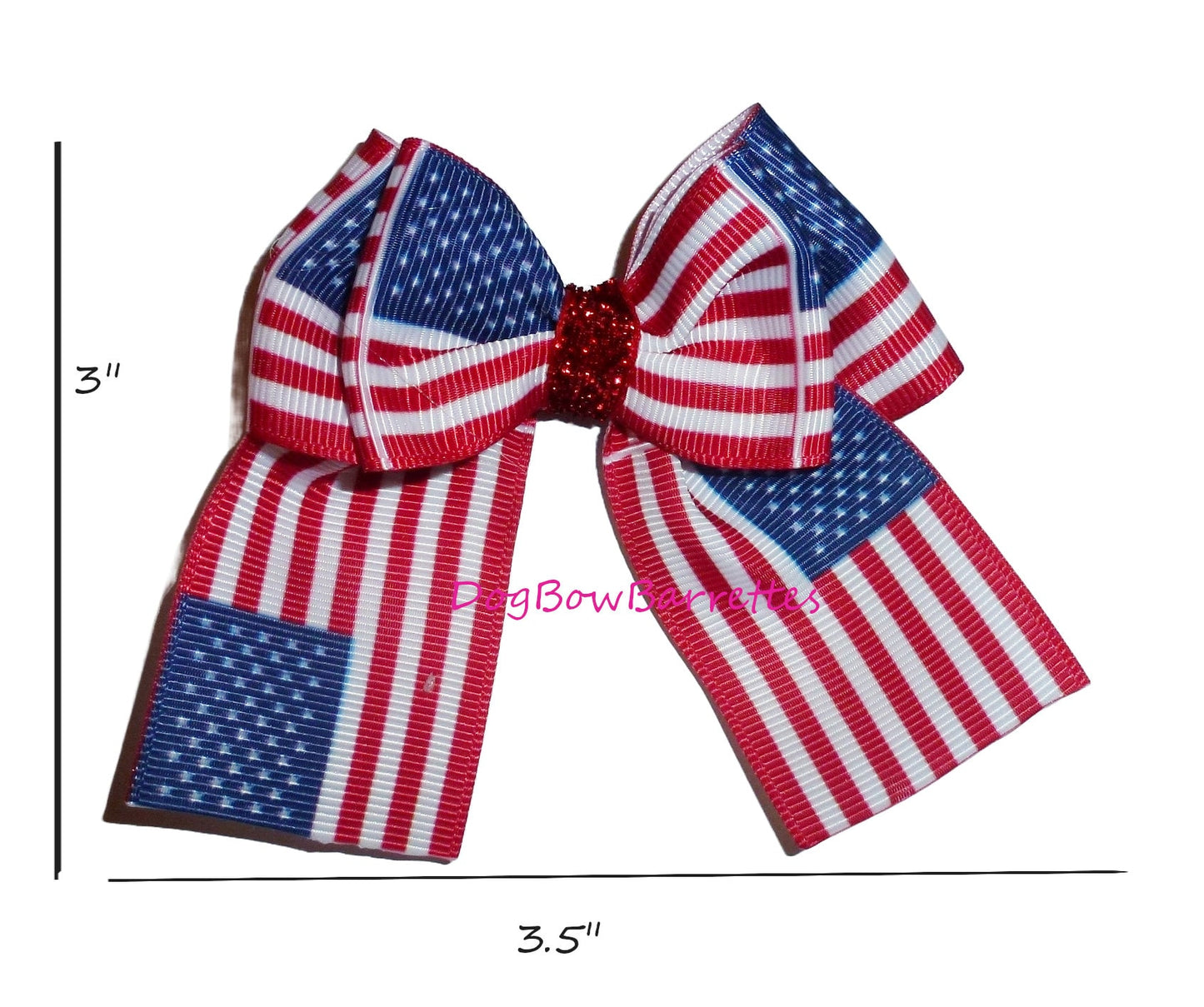 Puppy Bows ~ 4th of July Memorial day Patriotic USA American flag pet hair bow or collar accessory latex bands or barrette (fb47c)