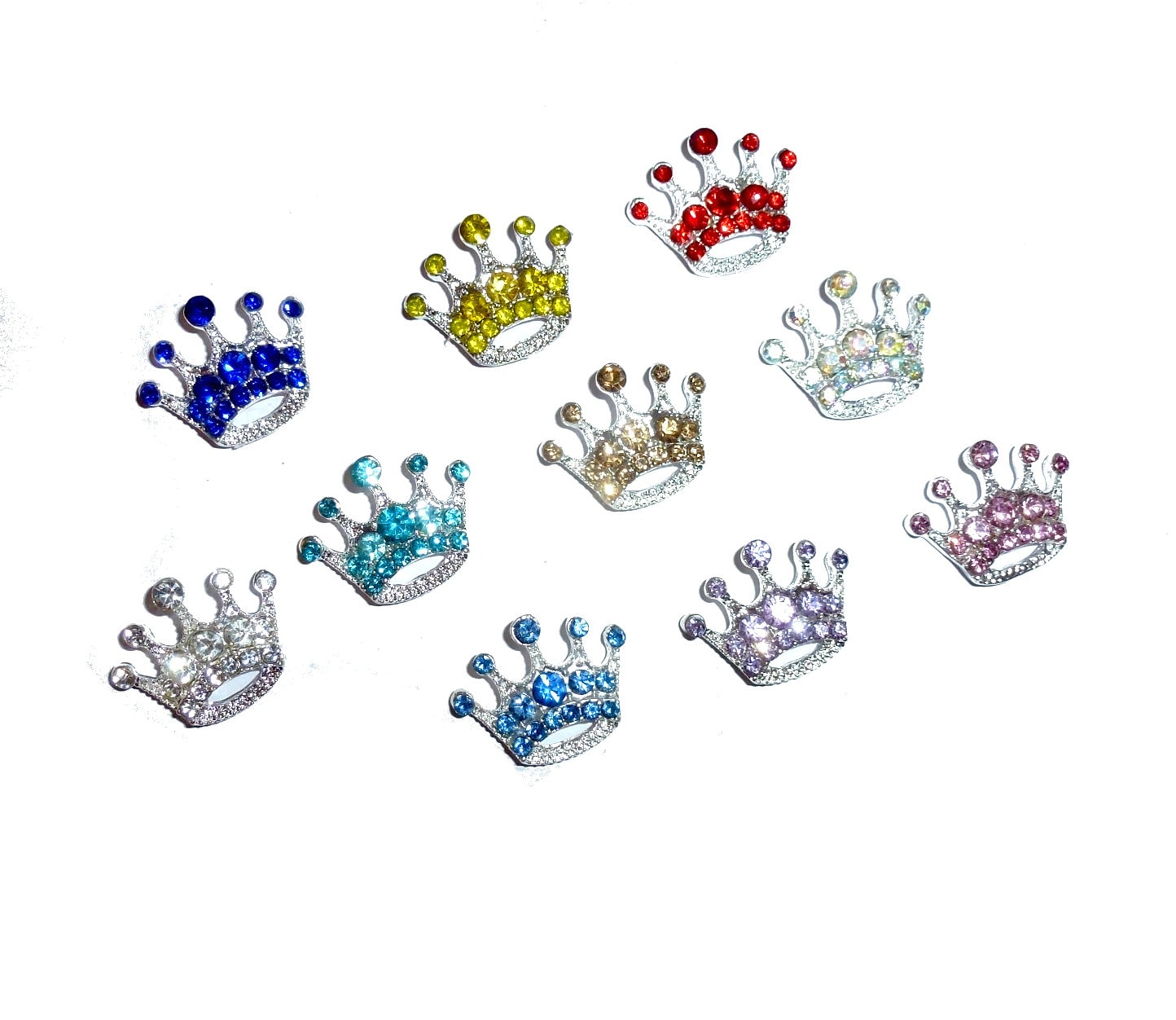 Puppy Bows ~ TINY 3/4" rhinestone crystal crown dog bow pet hair clip topknot barrette 10 colors!! (fb282)