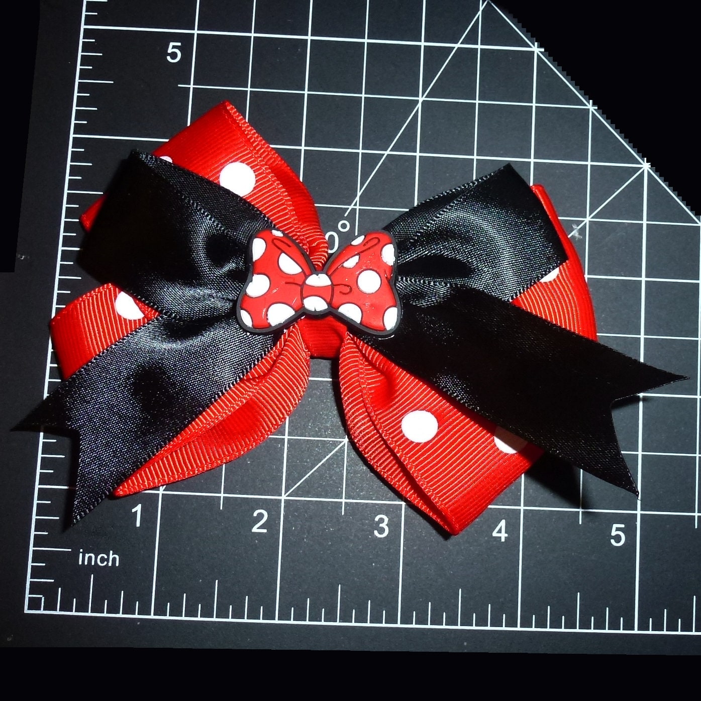 Puppy Bows ~ Minnie Mouse red glitter dots dog bow bands or barrette clips or collar slide (fb524A)