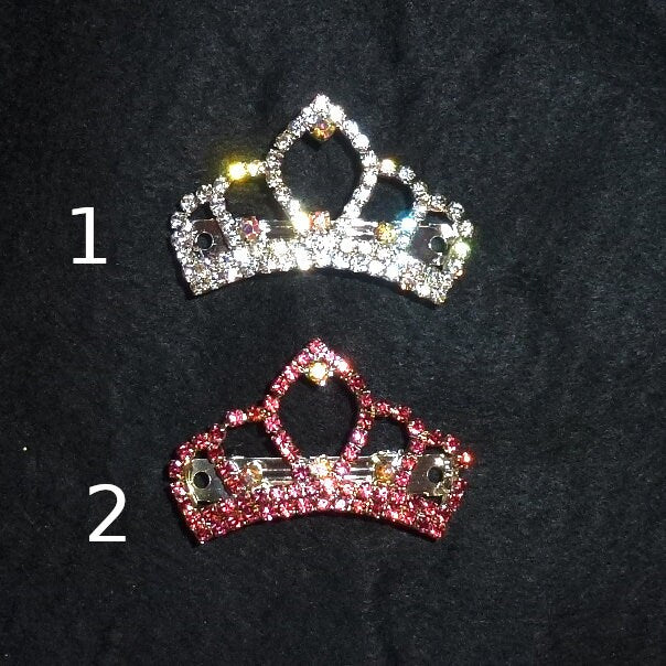 Puppy Bows ~ Rhinestone TIARA multi styles dog hair barrette clip CRYSTAL styles 1-7 ~USA seller