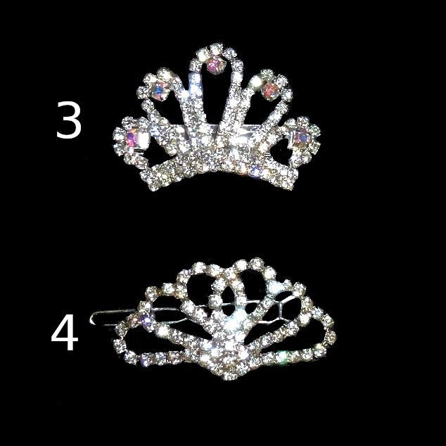 Puppy Bows ~ Rhinestone TIARA multi styles dog hair barrette clip CRYSTAL styles 1-7 ~USA seller