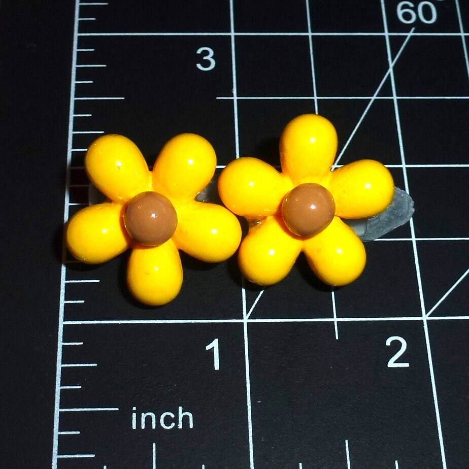 Dog bow barrette yellow puffy daisy hair clip pet bows (FB222C)