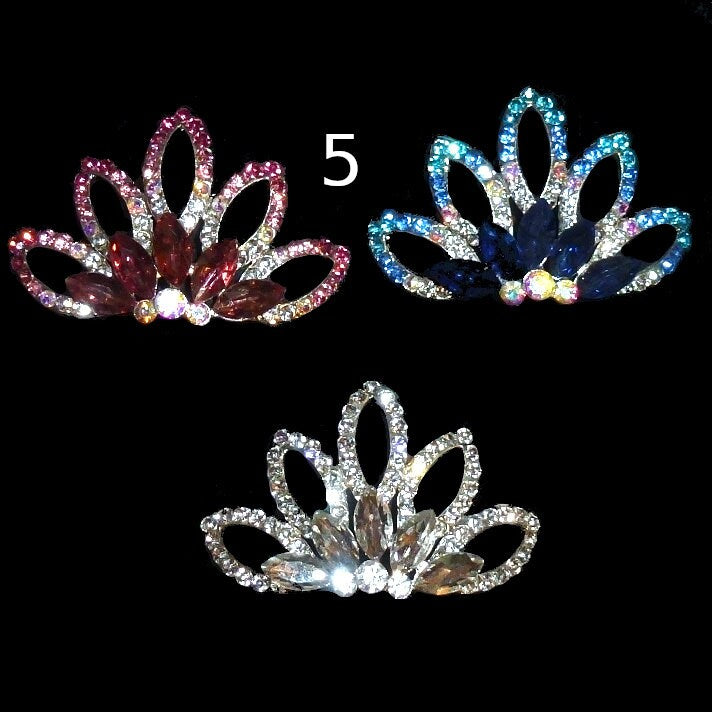 Puppy Bows ~ Rhinestone TIARA multi styles dog hair barrette clip CRYSTAL styles 1-7 ~USA seller