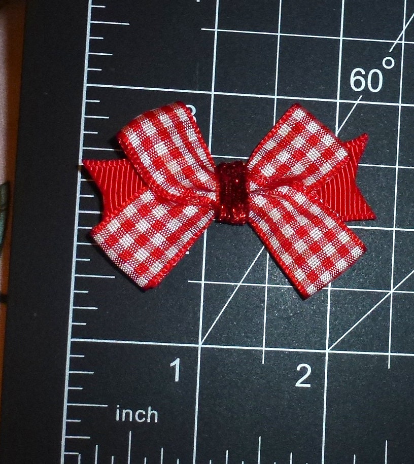 Dog Bow Barrettes red rhinestone 8pcs pet hair grooming bows (FB396k)