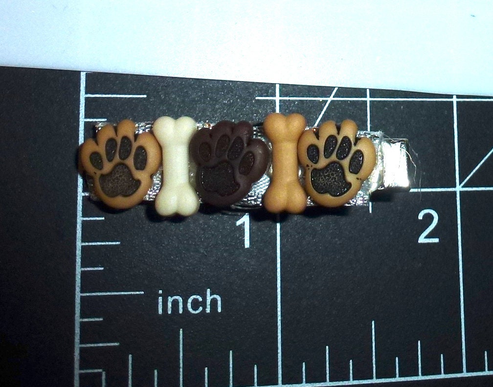 Puppy Bows ~ Bones and paws alligator clip glasses Dog bow pet hair barrette clip (398A)