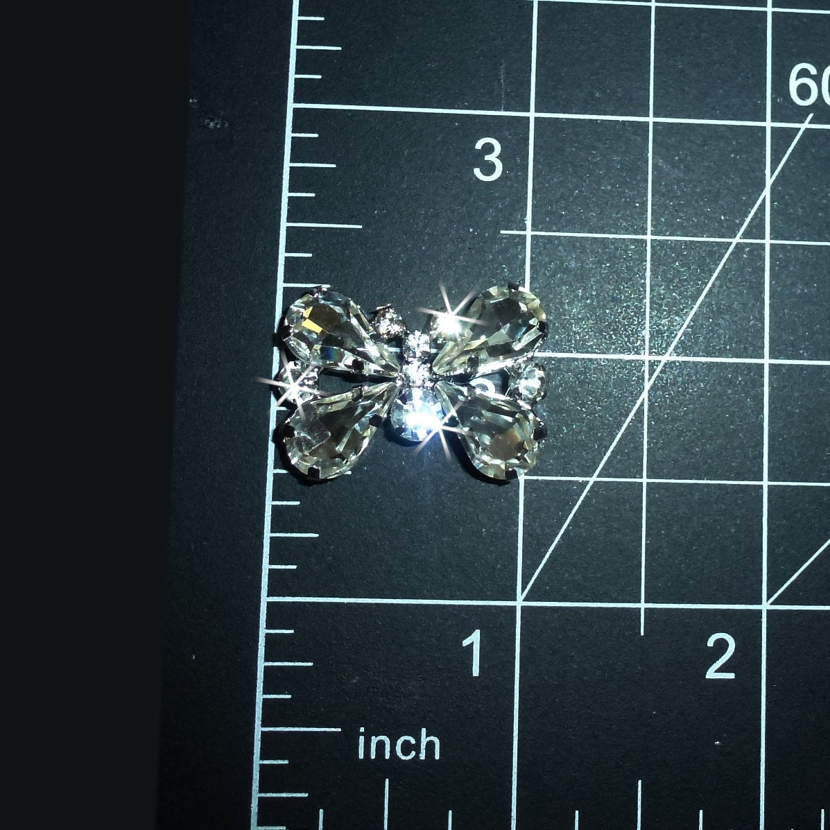 Puppy Bows ~ Small crystal pink or blue butterfly style 72 rhinestone dog bow barrette