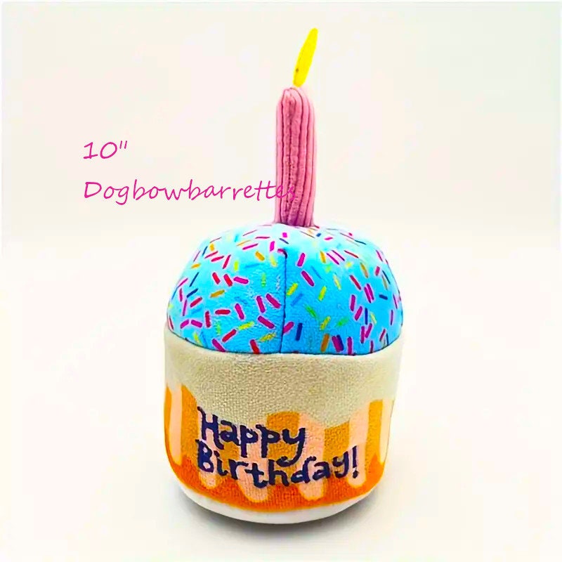 Happy Birthday plush stuffed candle cupcake party favor decor squeaky toy photo prop (to16)