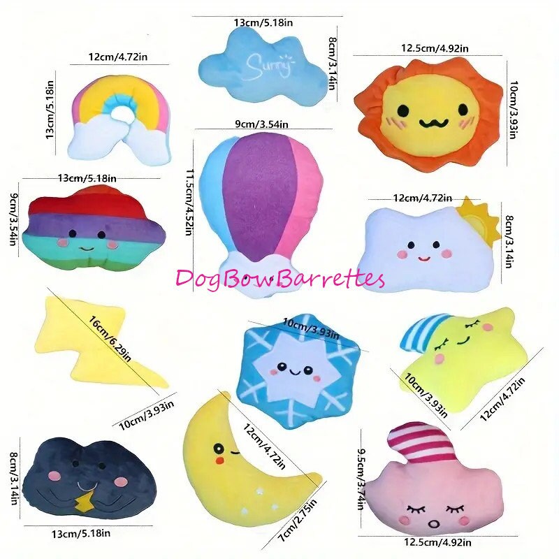 DogBowBarrettes food and fun assortment party favor decor plush stuffed squeaky dog toy (to14)