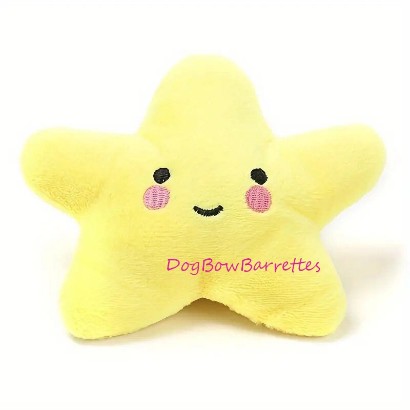 DogBowBarrettes 5" yellow star plush stuffed party favor photo prop decor squeaky dog toy (to11)