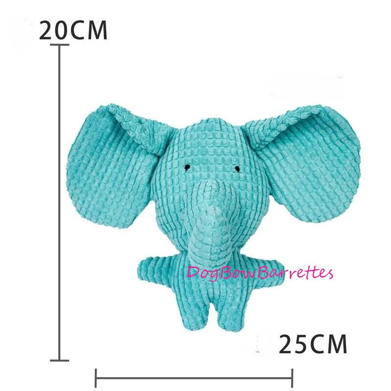 DogBowBarrettes Blue corduroy 7" plush animal party favor stuffed squeaky dog toy (to5)